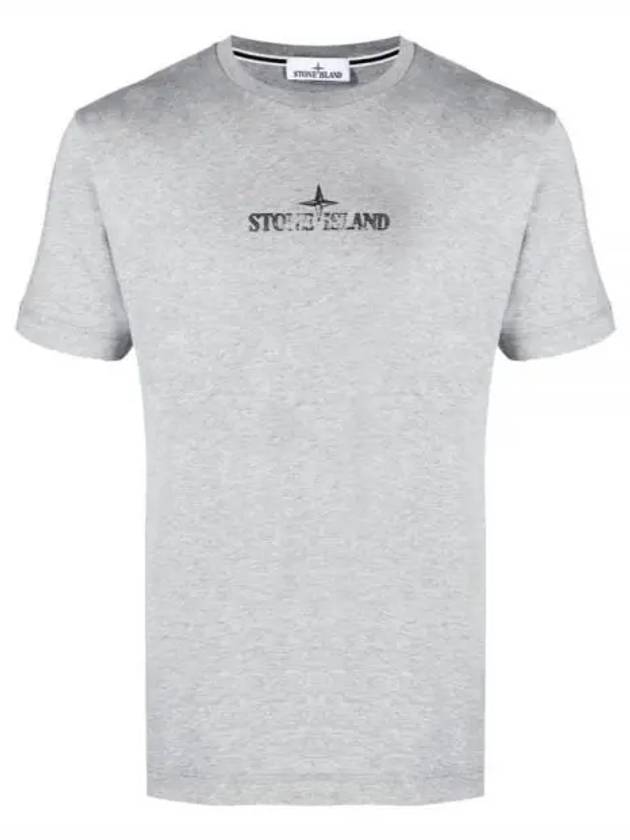 Logo Print Short Sleeve T-Shirt Grey - STONE ISLAND - BALAAN 2