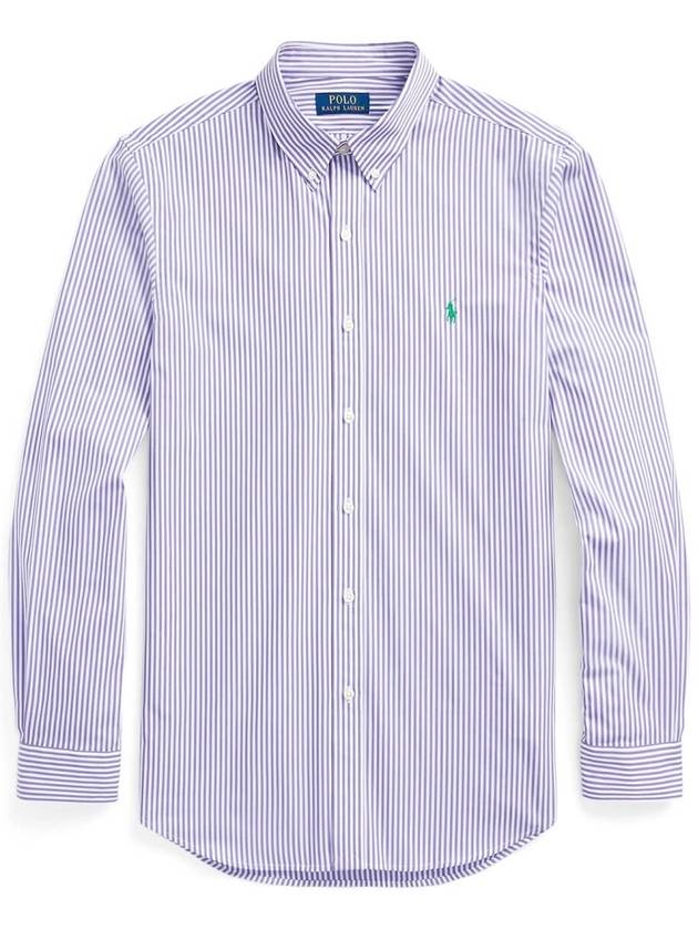 Embroidered Pony Striped Long Sleeve Shirt Lavender - POLO RALPH LAUREN - BALAAN 2