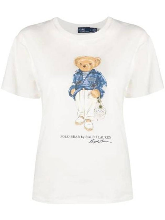 Women's Bear Print Short Sleeve T-Shirt White - POLO RALPH LAUREN - BALAAN 1