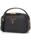 Logo Odette Leather Mini Shoulder Bag Black - PRADA - BALAAN 3