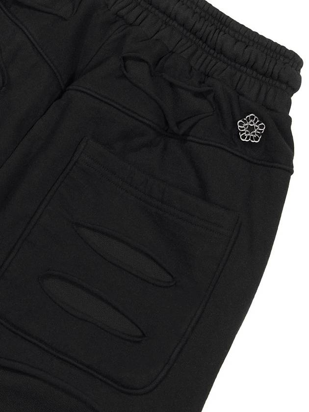 Double Layered Cut Out Sweat Track Pants Black - ULKIN - BALAAN 8