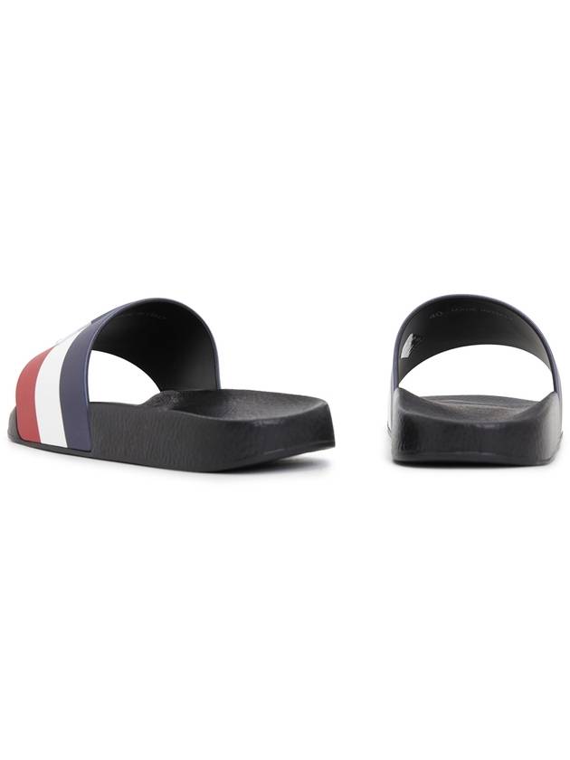 Basil Logo Striped Slippers Black - MONCLER - BALAAN 7