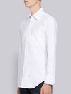 Men's Logo Patch Classic Cotton Long-Sleeve Shirt White - THOM BROWNE - BALAAN 5