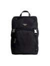 Re-Nylon and Saffiano Leather Backpack Black - PRADA - BALAAN 1