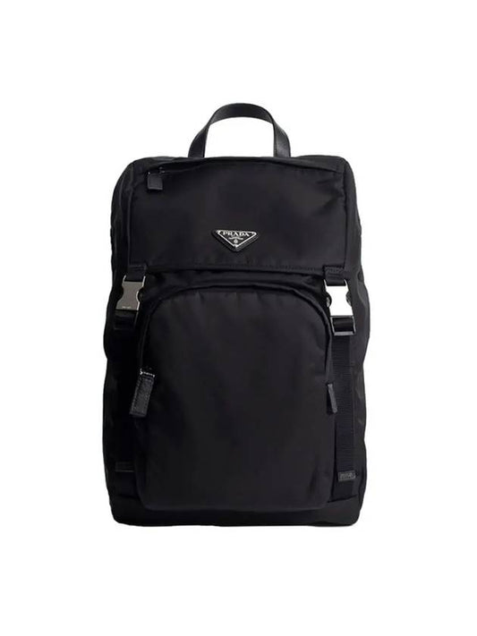 Re-Nylon Saffiano Leather Backpack Black - PRADA - BALAAN 1