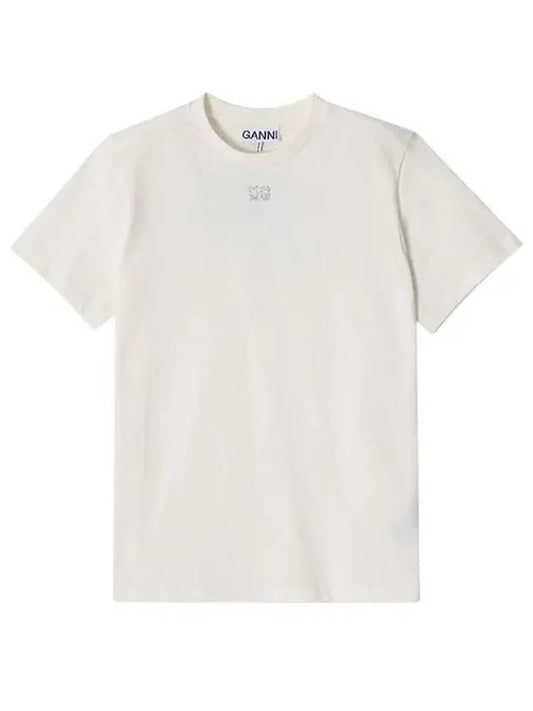 Logo Cotton Short Sleeve T-Shirt White - GANNI - BALAAN 2