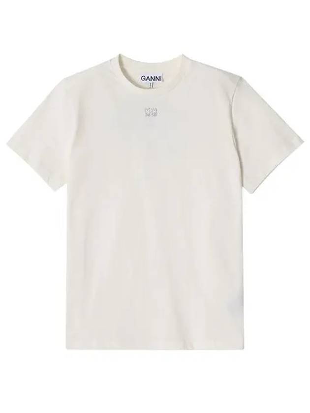 Logo Cotton Short Sleeve T-Shirt White - GANNI - BALAAN 5