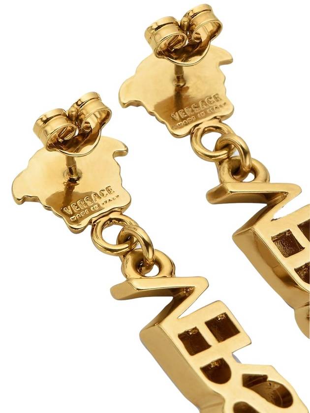 Logo Drop Earrings Gold - VERSACE - BALAAN 3