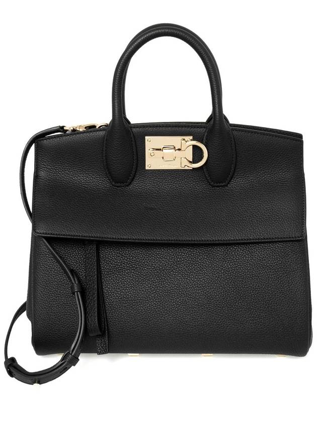 Studio Small Tote Bag Black - SALVATORE FERRAGAMO - BALAAN 3