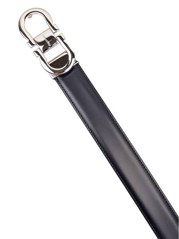 Gancini Reversible Leather Belt Midnight Blue - SALVATORE FERRAGAMO - BALAAN 4