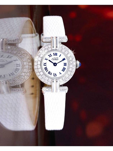 Clos White Navy Roman Dial Gold Full Diamond Women s Quartz Watch - CARTIER - BALAAN 1