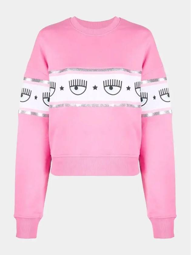 WoMen's Eye Star Patterned Printed Sweatshirt Pink - CHIARA FERRAGNI - BALAAN 2