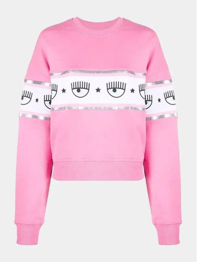 WoMen's Eye Star Patterned Printed Sweatshirt Pink - CHIARA FERRAGNI - BALAAN 2