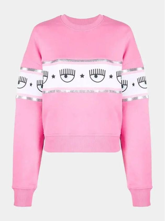 Women's Eye Star Patterned Printed Sweatshirt Pink - CHIARA FERRAGNI - BALAAN 2