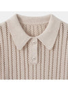 Cotton Pique Polo Crop Knit Top Ivory - NOIRER FOR WOMEN - BALAAN 5