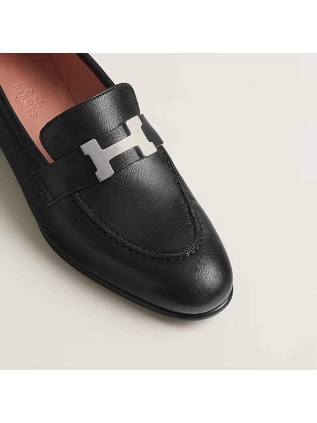 Paris Loafers Goatskin Palladium Noir - HERMES - BALAAN 5