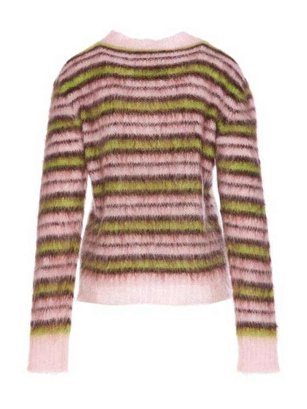 Women's Striped Mohair Crew Neck Knit Top Pink - MARNI - BALAAN 5