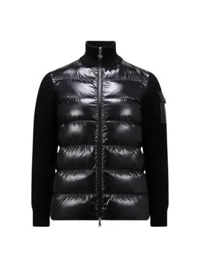 Padded Wool Cardigan Black - MONCLER - BALAAN 2