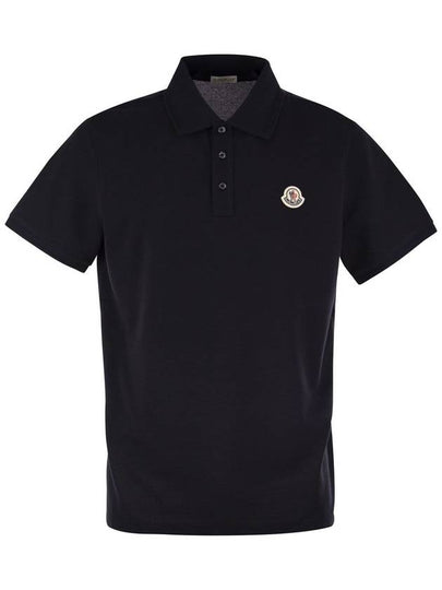 Logo Patch Short Sleeve Polo Shirt Navy - MONCLER - BALAAN 2