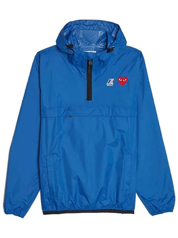 K WAY Hooded Half Zip Up Anorak Blue AZ J502 - COMME DES GARCONS PLAY - BALAAN 1