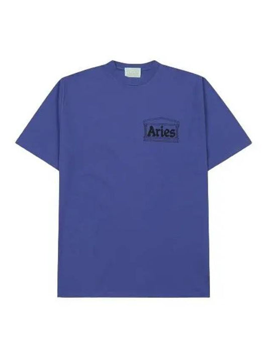 Aries Temple Short Sleeve T Shirt Navy Tee - ARIES - BALAAN 1