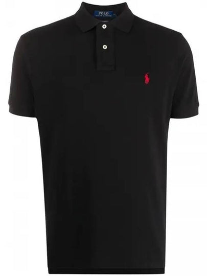 Men's Red Embroidered Logo Polo Shirt Black - POLO RALPH LAUREN - BALAAN 2