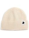 Star Logo Ribbed Wool Beanie Ivory - GOLDEN GOOSE - BALAAN 2