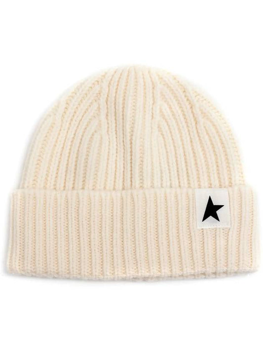 Star Logo Ribbed Wool Beanie Ivory - GOLDEN GOOSE - BALAAN 2