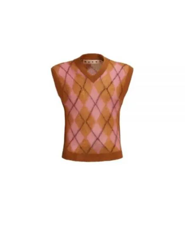 Argyle Floating Thread Mohair Vest Camellia - MARNI - BALAAN 2