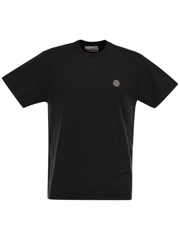 Short-sleeved T-shirt with Compass logo patch - STONE ISLAND - BALAAN 1