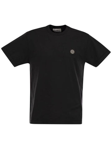 Short-sleeved T-shirt with Compass logo patch - STONE ISLAND - BALAAN 1