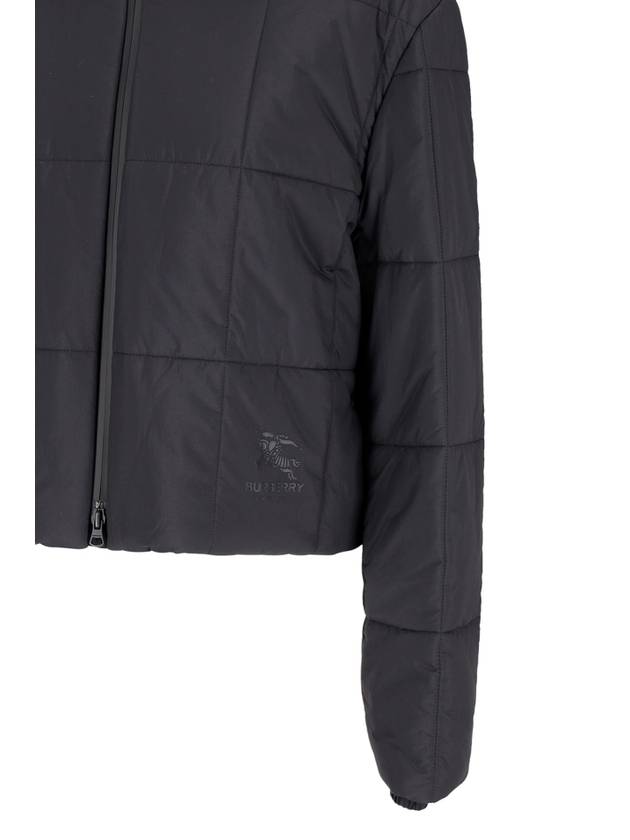 Cropped Nylon Quilted Hooded Jacket Black - BURBERRY - BALAAN 4