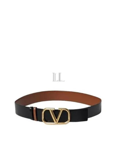 V Logo Signature Reversible Leather Belt Brown - VALENTINO - BALAAN 2