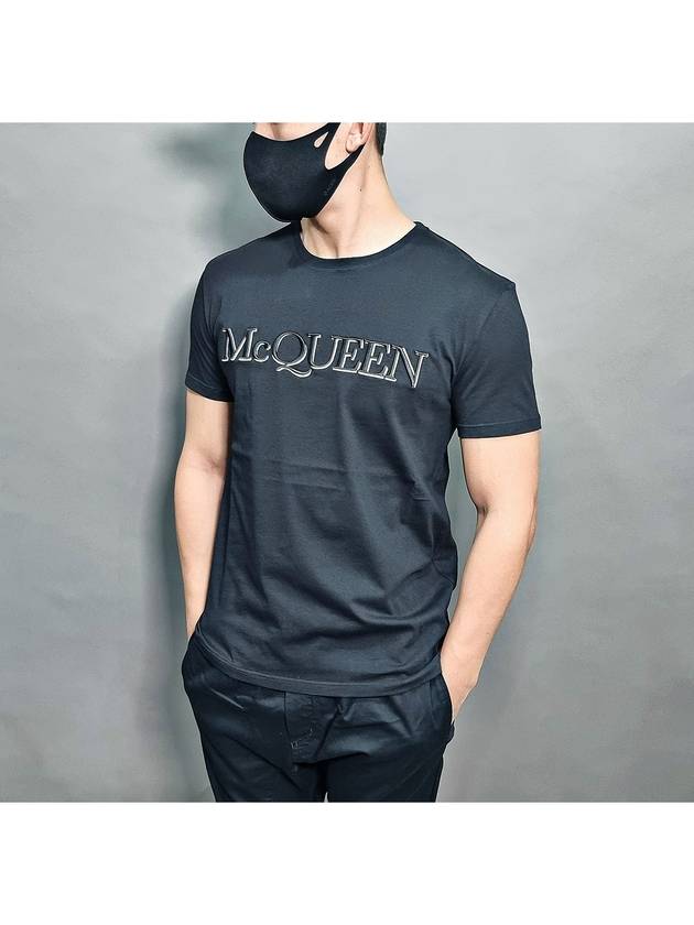 Embroidered Logo Short Sleeve T-Shirt Black - ALEXANDER MCQUEEN - BALAAN 2