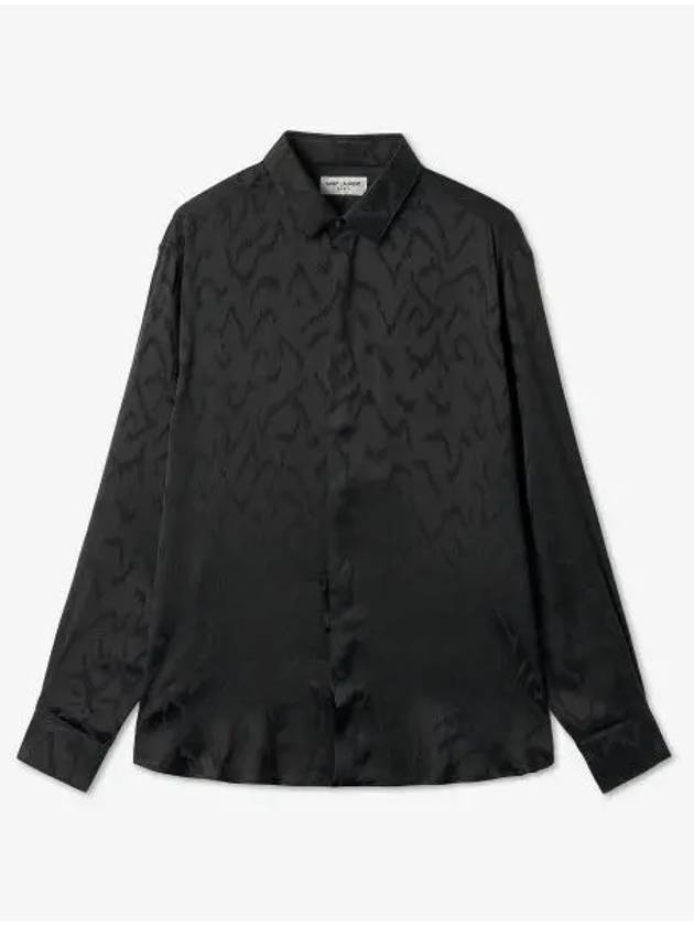 Art Print Satin Long Sleeve Shirt Black - SAINT LAURENT - BALAAN 2