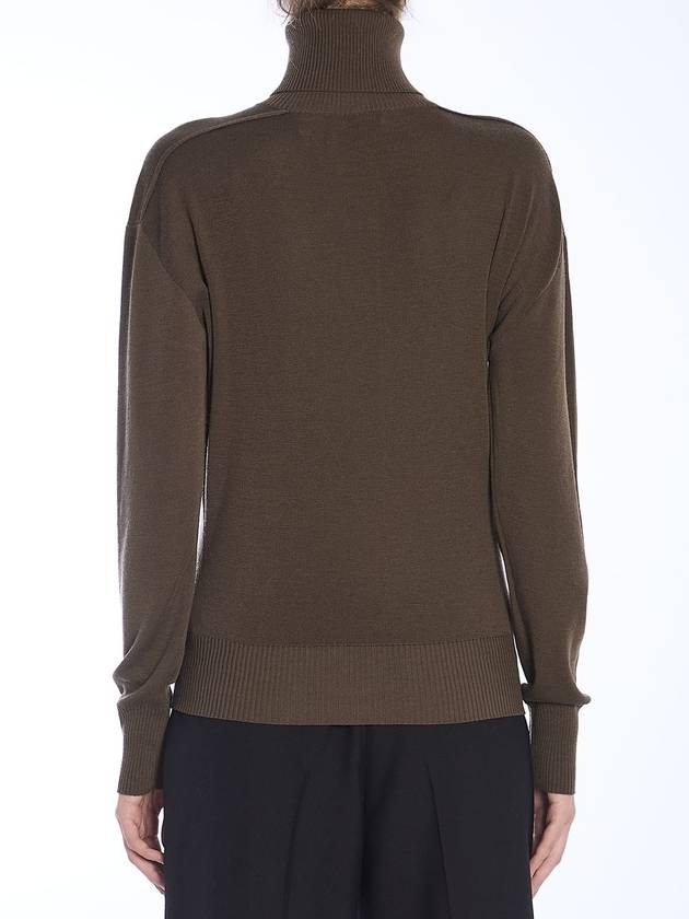 Roll Neck Wool Knit Top Military - BURBERRY - BALAAN 5