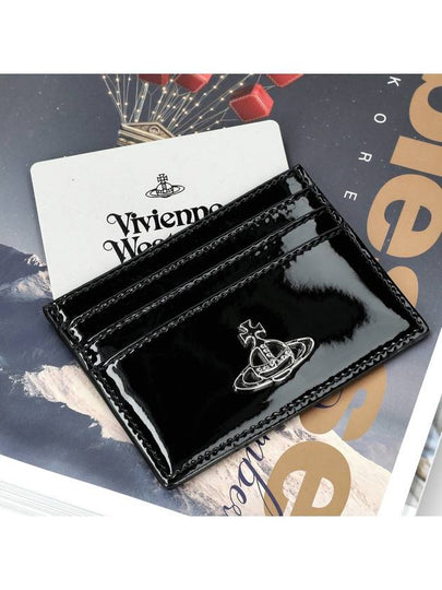 Logo Plaque Leather Card Wallet Black - VIVIENNE WESTWOOD - BALAAN 2