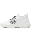 Triangle Logo Knit Low Top Sneakers White - PRADA - BALAAN 2