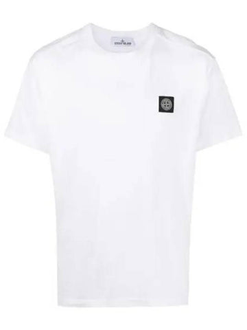 Slimfit Cotton Jersey Short Sleeve T-shirt White - STONE ISLAND - BALAAN 1