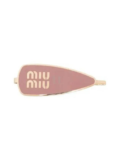 Engraved Logo Enamel Hair Clip Pink - MIU MIU - BALAAN 2