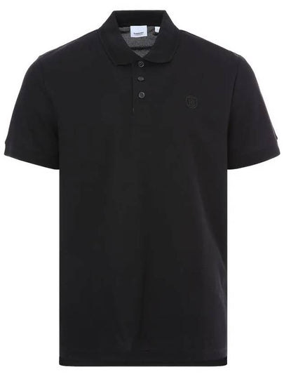 BURBERRY Men's Eddie Embroidered Logo PK Shirt Black 8055228 - BURBERRY - BALAAN