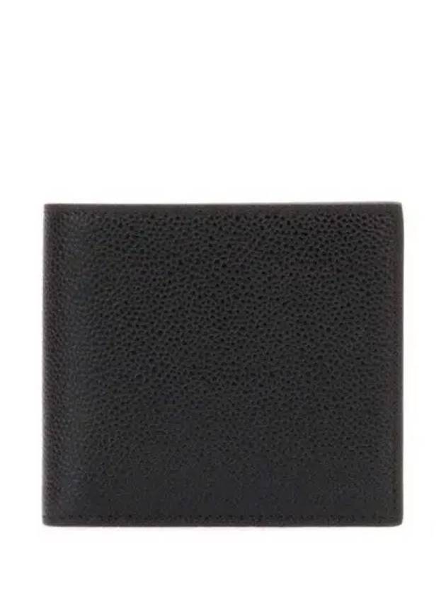 Pebble Grain Leather Half Wallet Black - THOM BROWNE - BALAAN 2