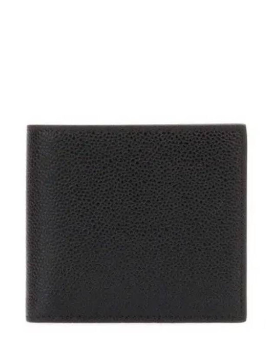 Pebble Grain Leather Half Wallet Black - THOM BROWNE - BALAAN 2