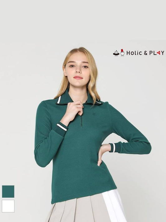 Women s wide collar zip up t shirt HD4WTS001 - HOLIC&PLAY - BALAAN 1