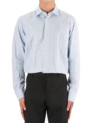 Men's Logo Jacquard Long Sleeve Shirt Blue - ETRO - BALAAN.