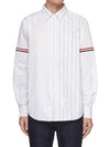 Men's Poplin Grosgrain Armband Stripe Long Sleeve Shirt White - THOM BROWNE - BALAAN 8