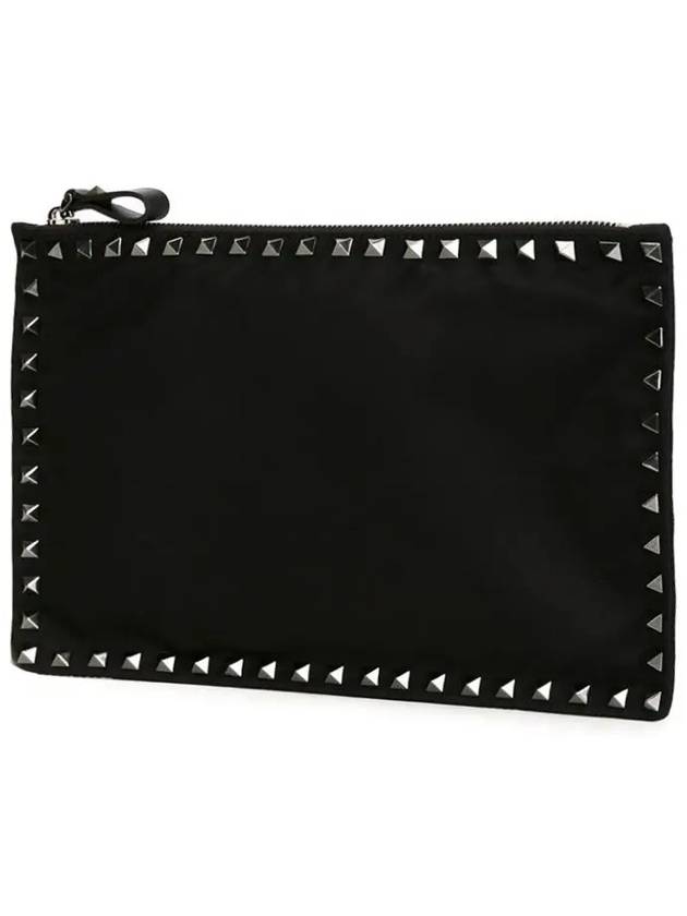 11Th Anniversary Rockstud Fabric Clutch Bag Black - VALENTINO - BALAAN 5