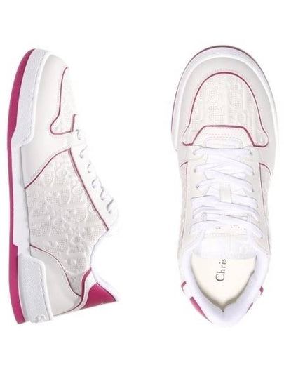 One Oblique Perforated Calfskin Low Top Sneakers White Fuchsia - DIOR - BALAAN 2