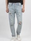 IKALOOK Spring Fall Light Blue Regular Fit Damaged Jeans AJN172 - IKALOOOK - BALAAN 1