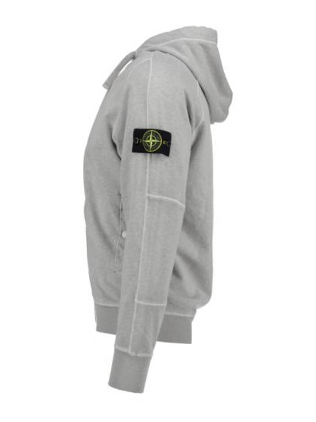 Logo Patch Cotton Zip Up Hoodie Lavender Gray - STONE ISLAND - BALAAN 4